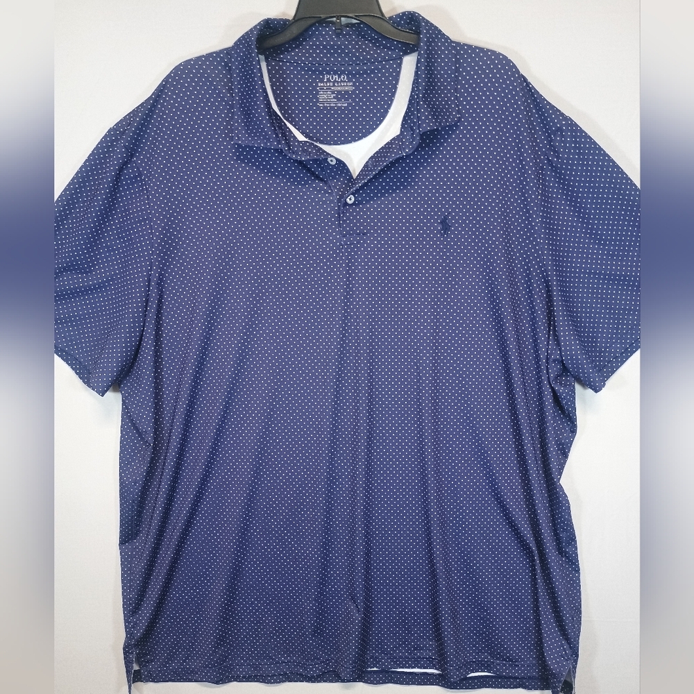 Polo Ralph Lauren Performance Men’s XXL Navy Polka Dot Short Sleeve Polo Shirt